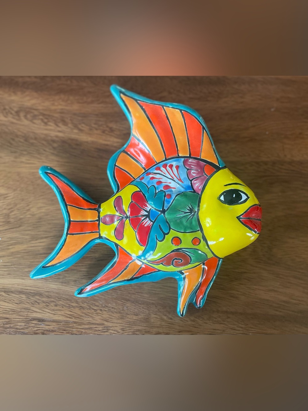 Colorful Ceramic Fish Décor - Vibrant Yellow, Orange & Turquoise